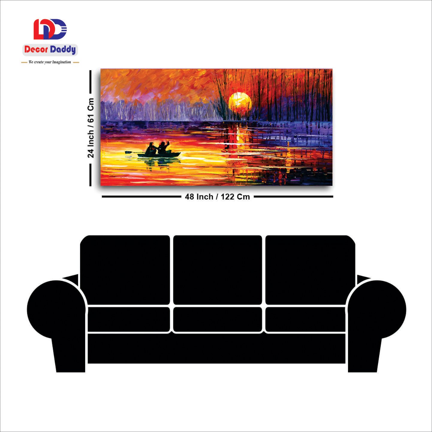 Classic Sunset Fishing Premium Canvas Wall Painting decorative masterpiece for home decor